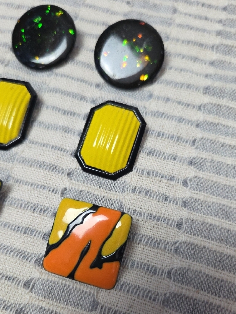 Vintage Earrings Set - Black, Yellow & Orange